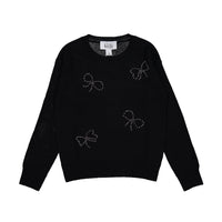 Autumn Cashmere Black Rhinestone Bow Sweater