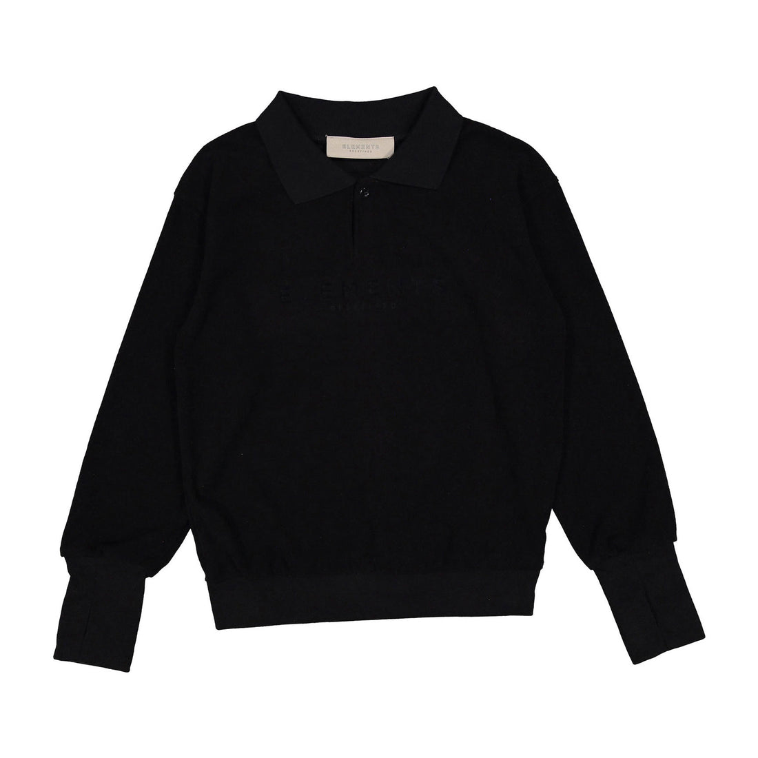 ELEMENTS Jet Black Fuzzy Polo Sweatshirt