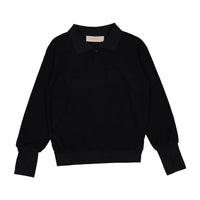 ELEMENTS Jet Black Fuzzy Polo Sweatshirt