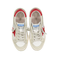 Golden Goose White/Red May Leather And Nabuk Sneaker