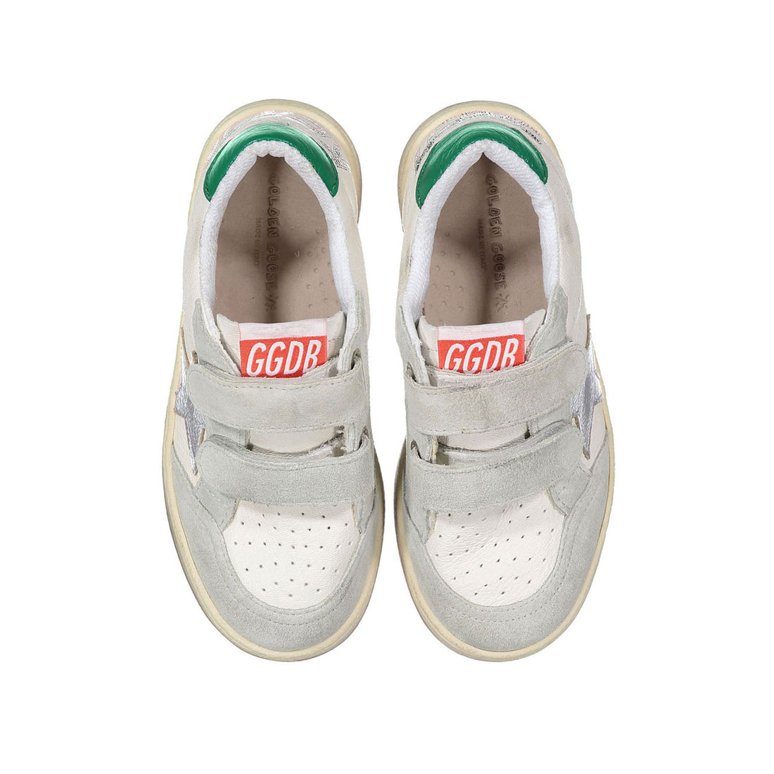 Golden Goose White/Silver/Green Ballstar Strap Sneaker