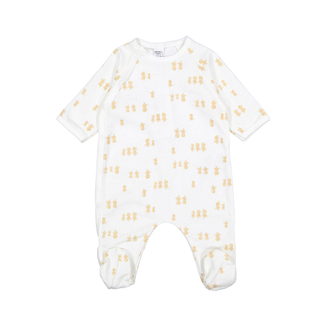 Petit Bateau White Side Snap Bird Print Footie