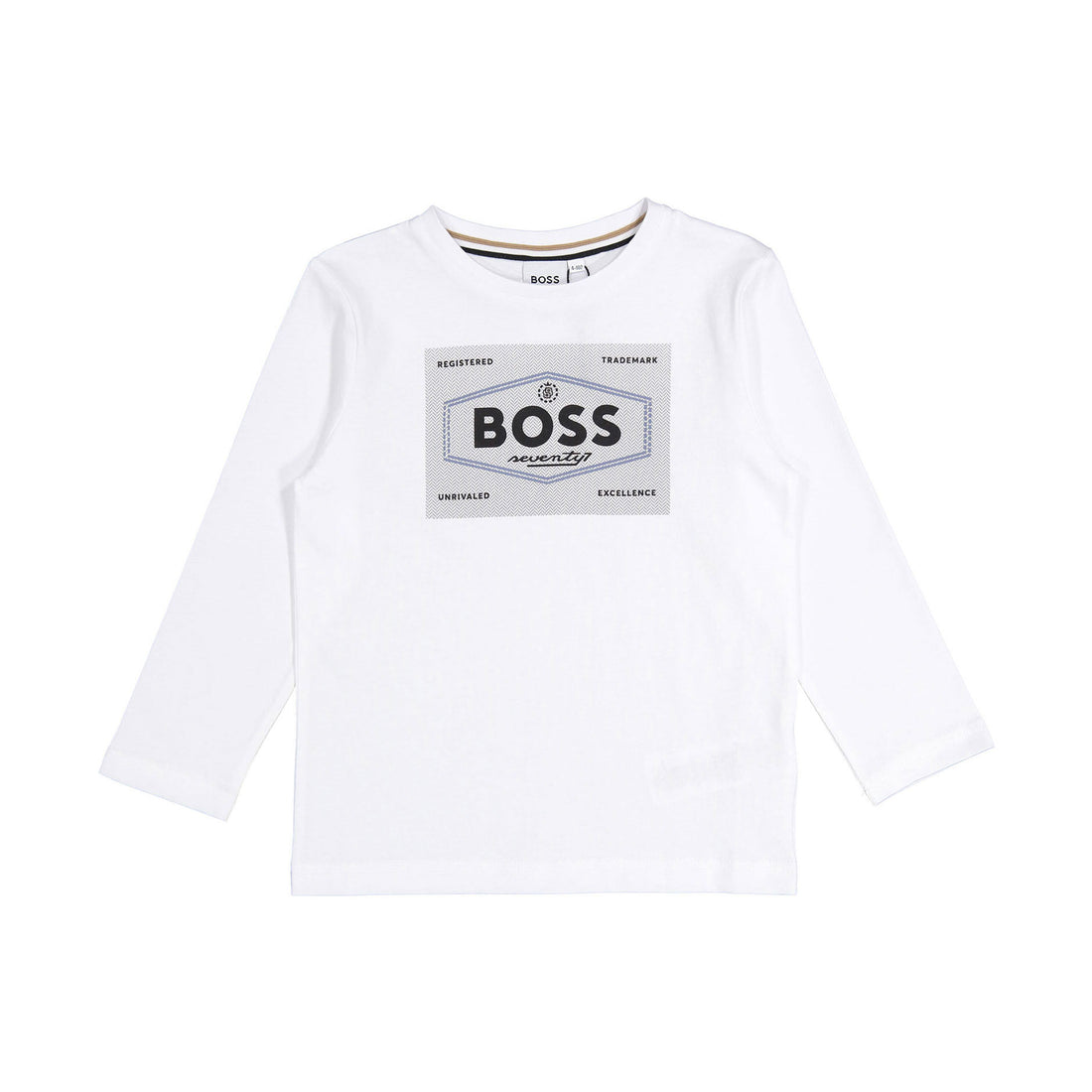 Hugo Boss White  Mini Me Long -Sleeve Logo T-shirt