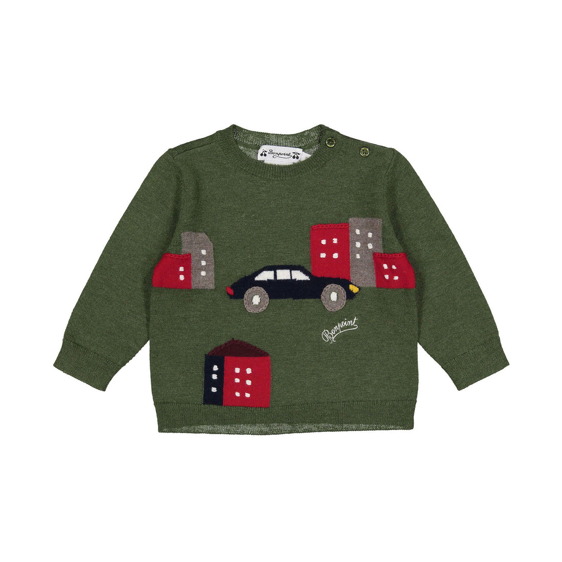 Bonpoint Kaki Green Almire Baby Sweater