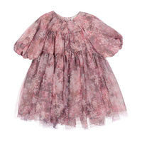Petite Amalie Pink Hydrangea Printed Tulle Dress
