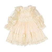 Petite Amalie Cream Lace Applique Tulle Baby Doll Dress