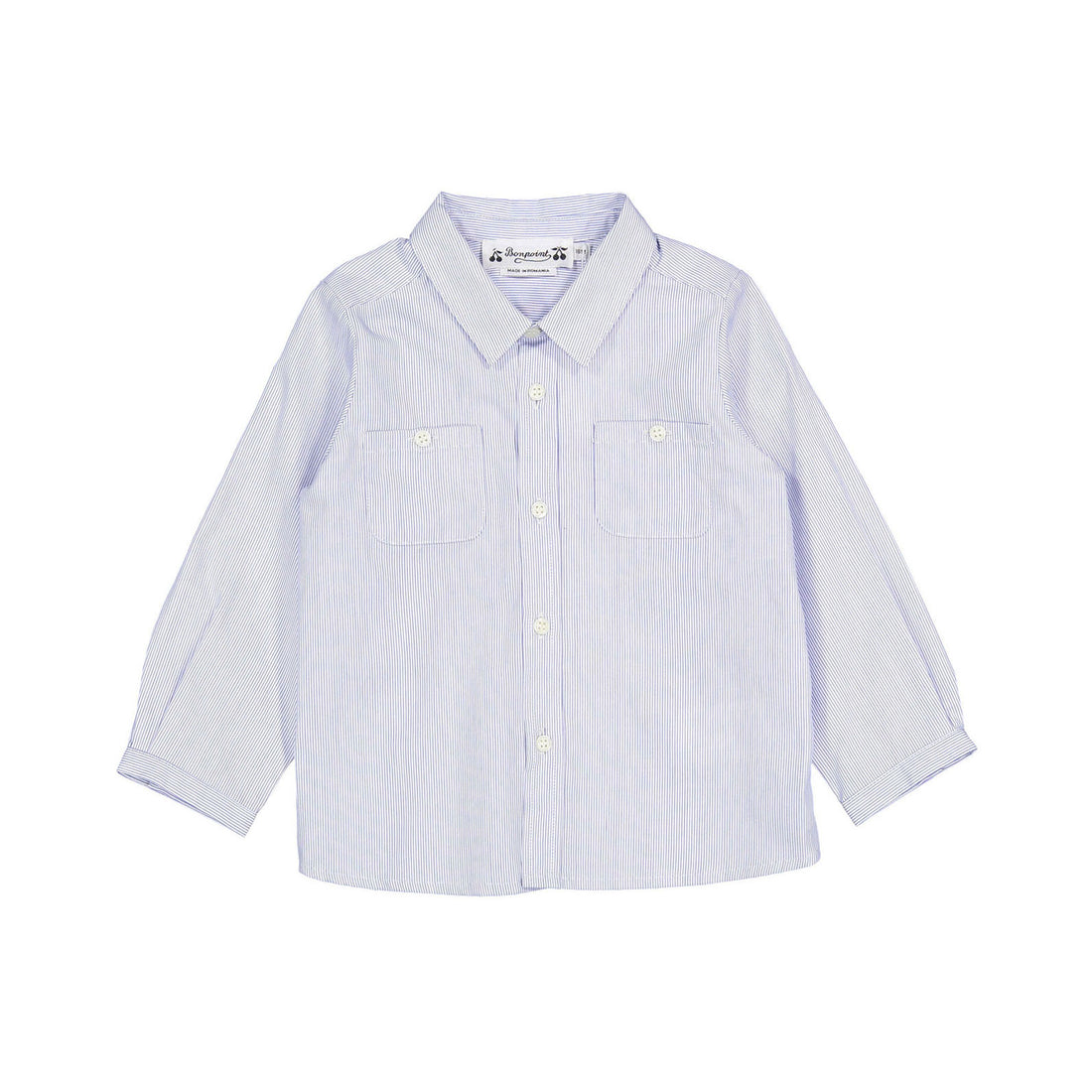 Bonpoint Blue Micro Stripe Baby Shirt