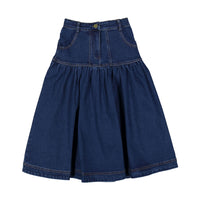 Petite Pink Long Denim Skirt With Lace Pocket