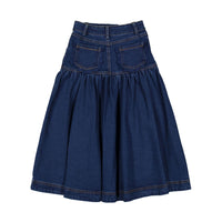 Petite Pink Long Denim Skirt With Lace Pocket