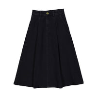 Petite Pink Black Denim Pleat Front Skirt