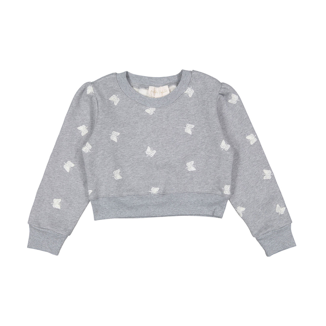 Petite Pink Grey Marle Embroidered Butterfly Sweatshirt