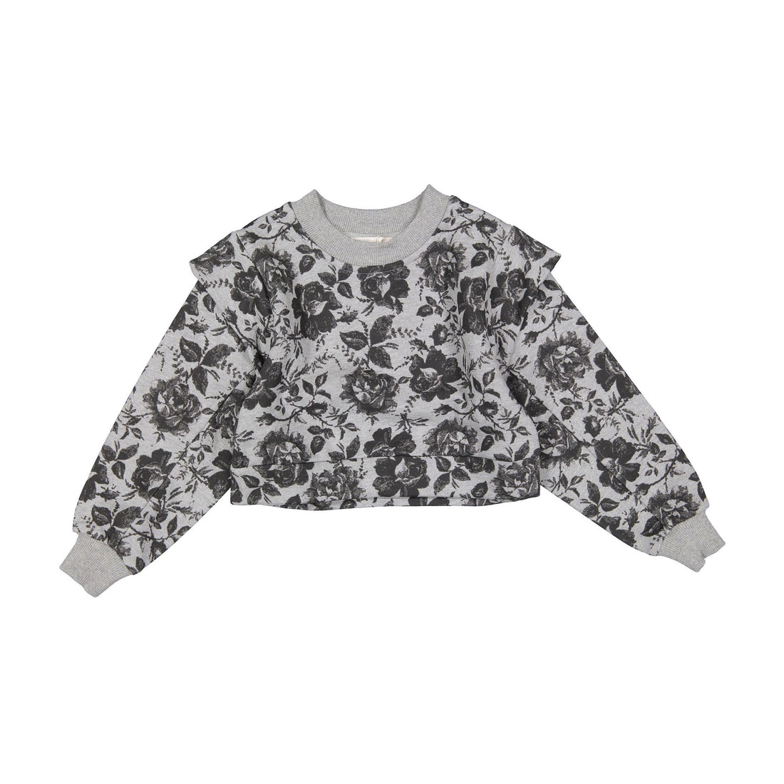 Petite Pink Black Rose Printed Sweat Top