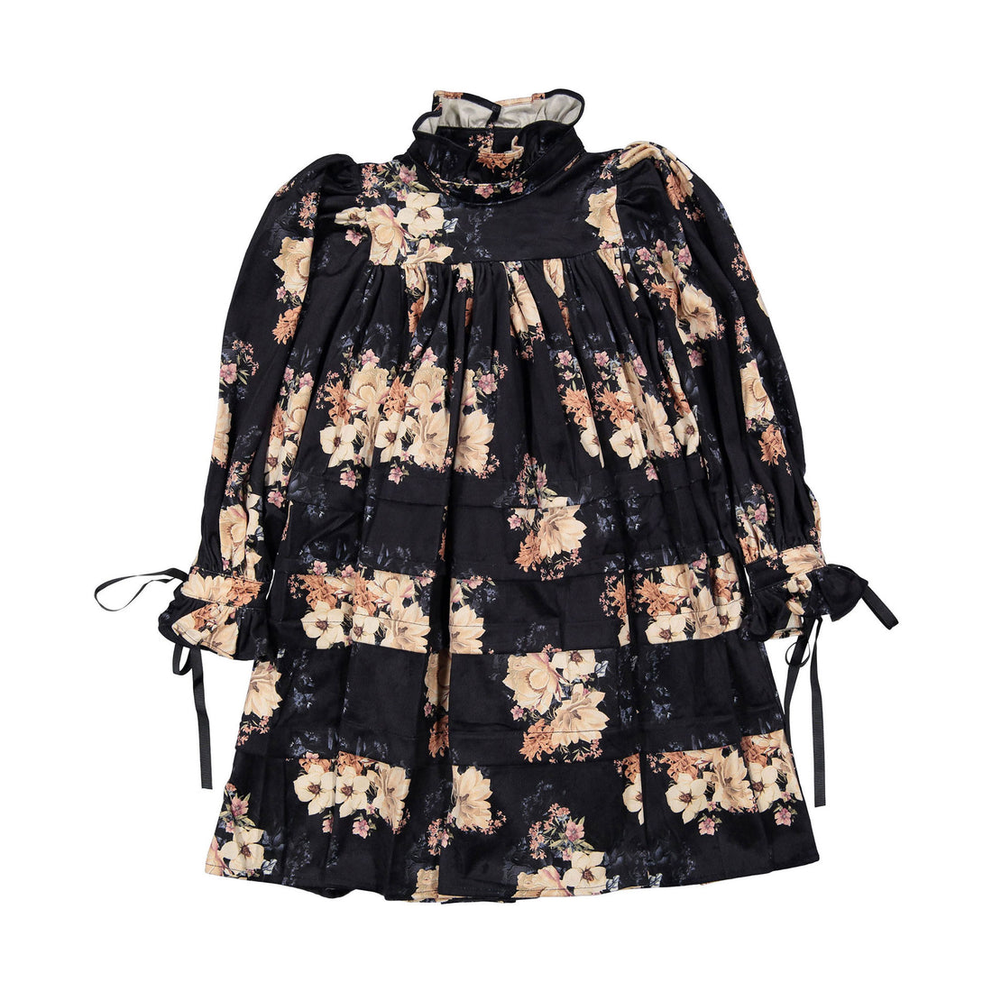 Petite Pink Black Bouquet Print Cord Dress