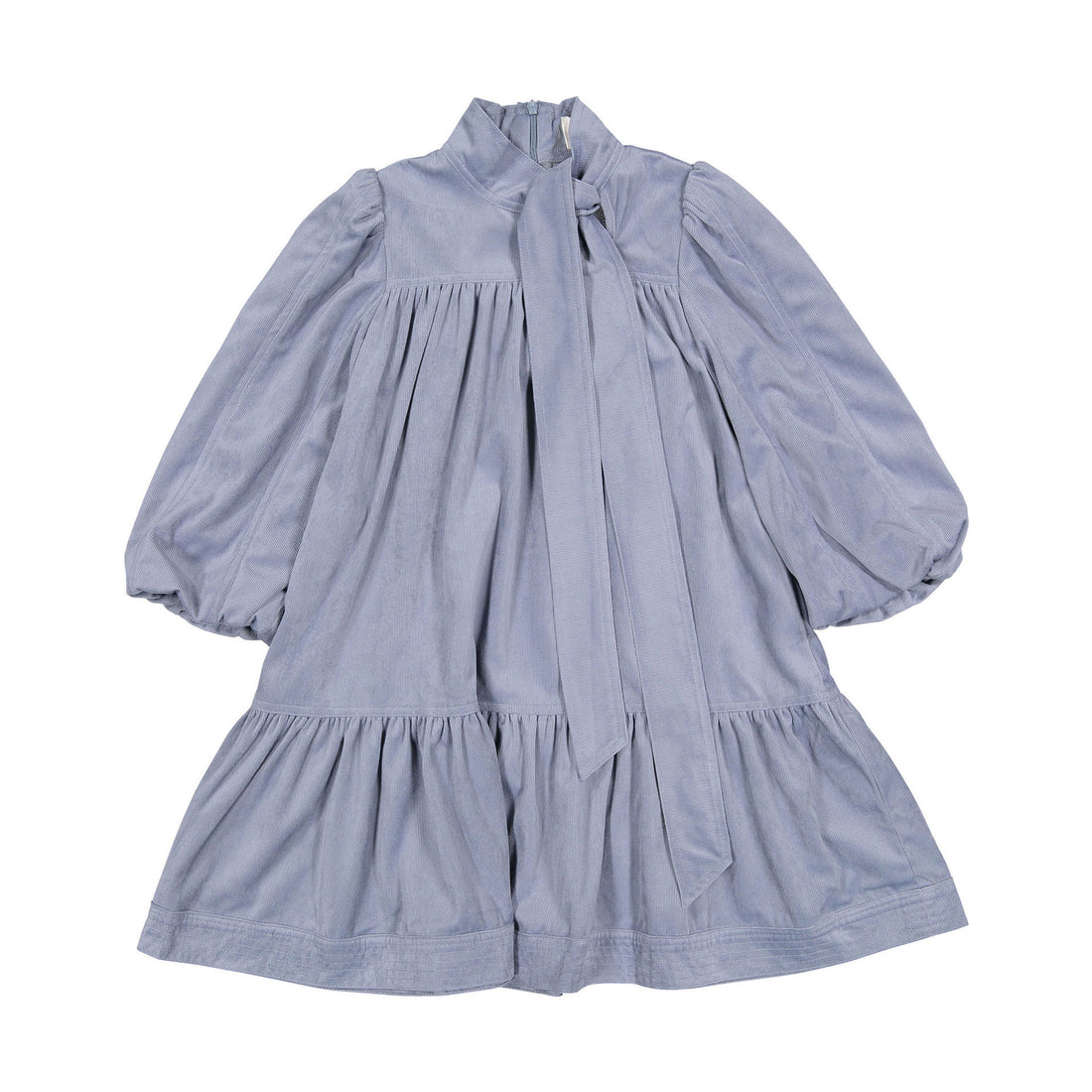 Petite Pink Steel Blue Cord Bow Neck Dress