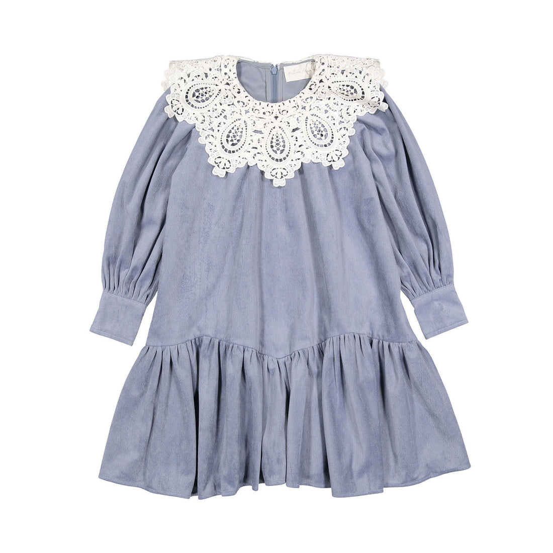 Petite Pink Steel Blue Cord Crochet Collar Dress  Ladida