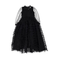 Petite Gold Black Layered Long Lace Gown