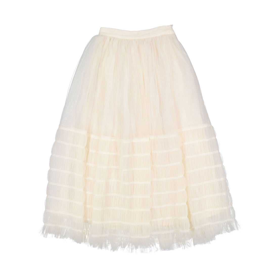Petite Gold Cream Tulle Smocked Skirt