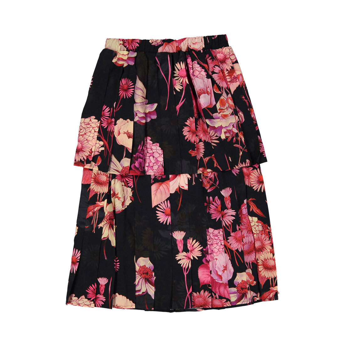 Christina Rohde Black Rose Print Skirt