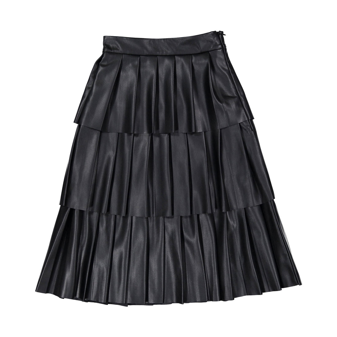 Christina Rohde Black Leather Pleated Skirt