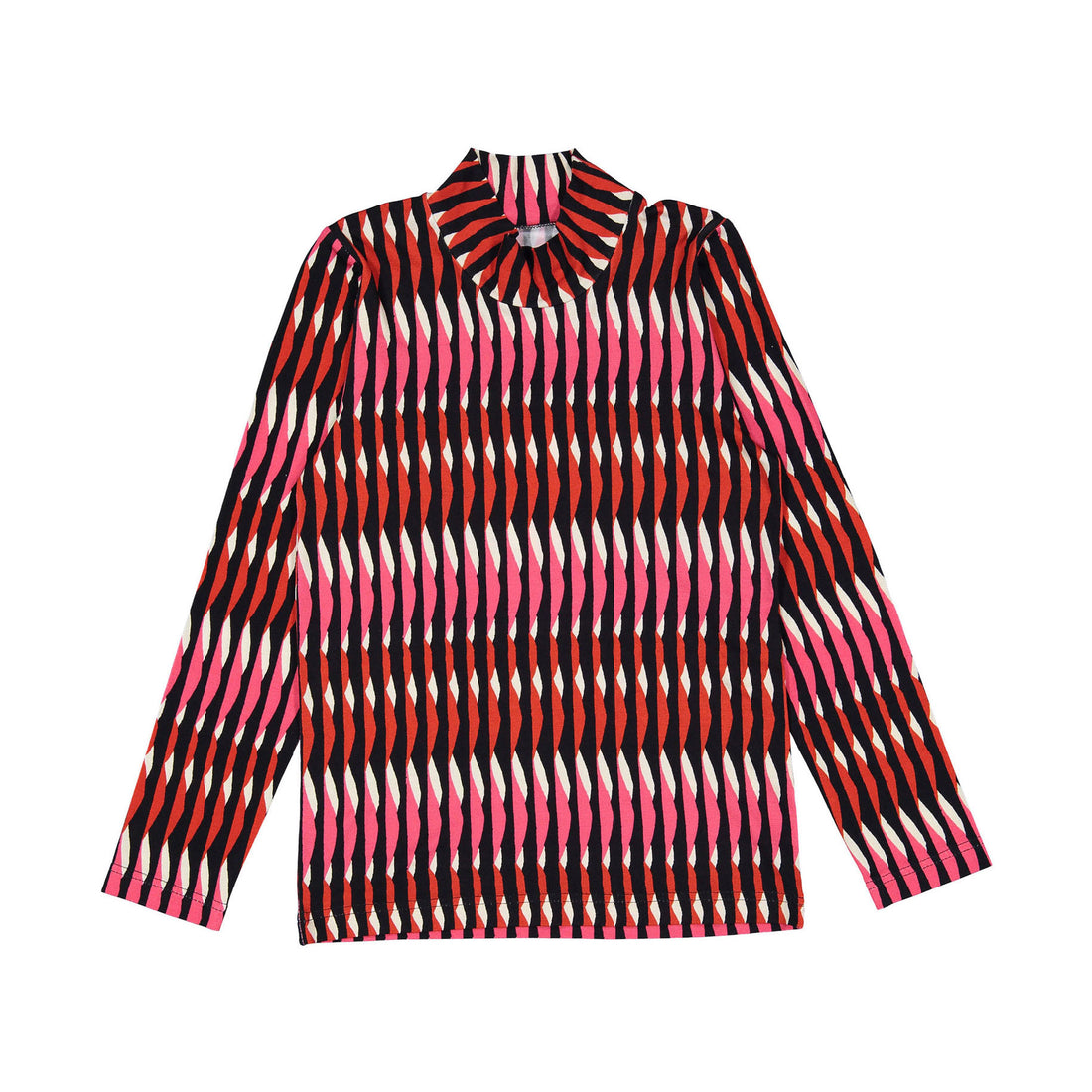 Christina Rohde Pink Detailed Stripe Turtleneck