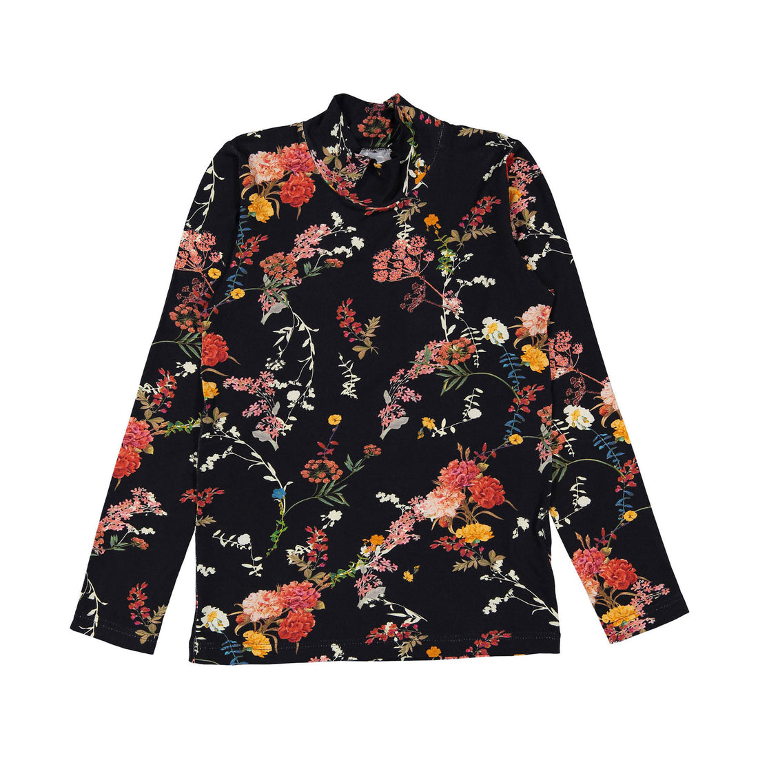 Christina Rohde Black Floral Print Turtleneck