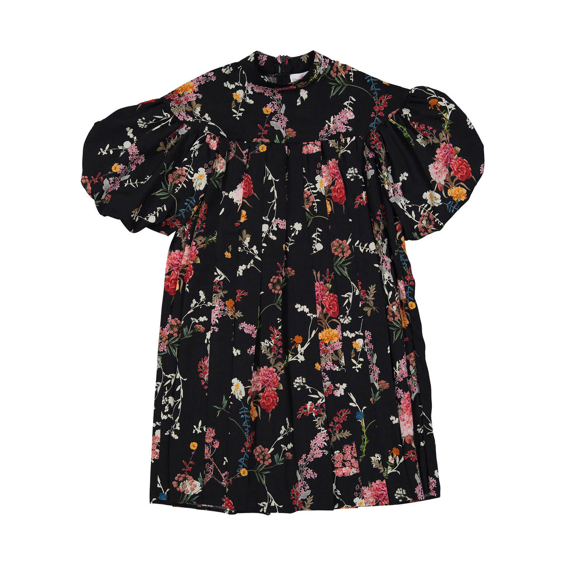 Christina Rohde Black Floral Print Puff Sleeve Dress