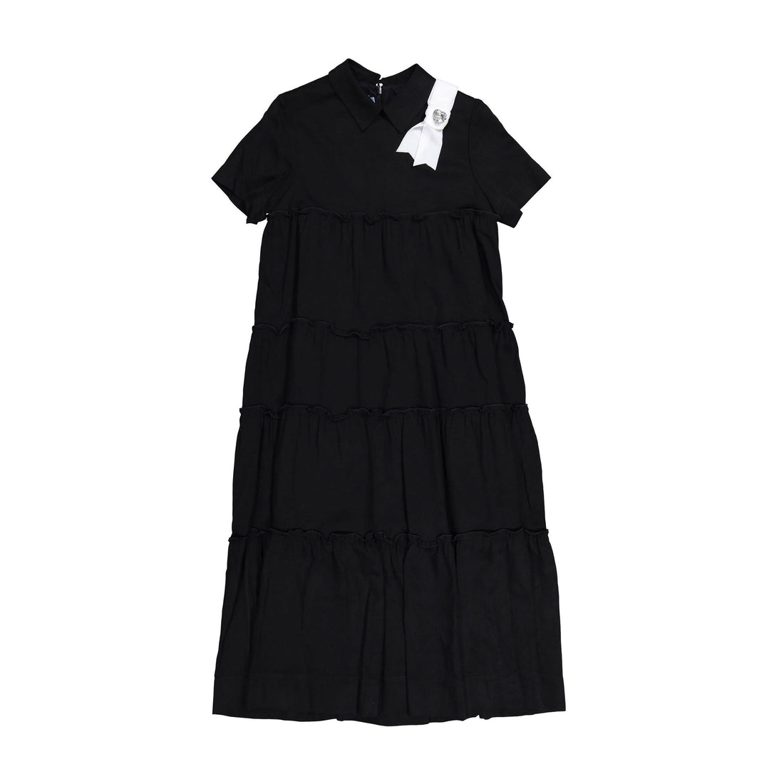 Mimisol Black Gathered Twill Maxi Dress