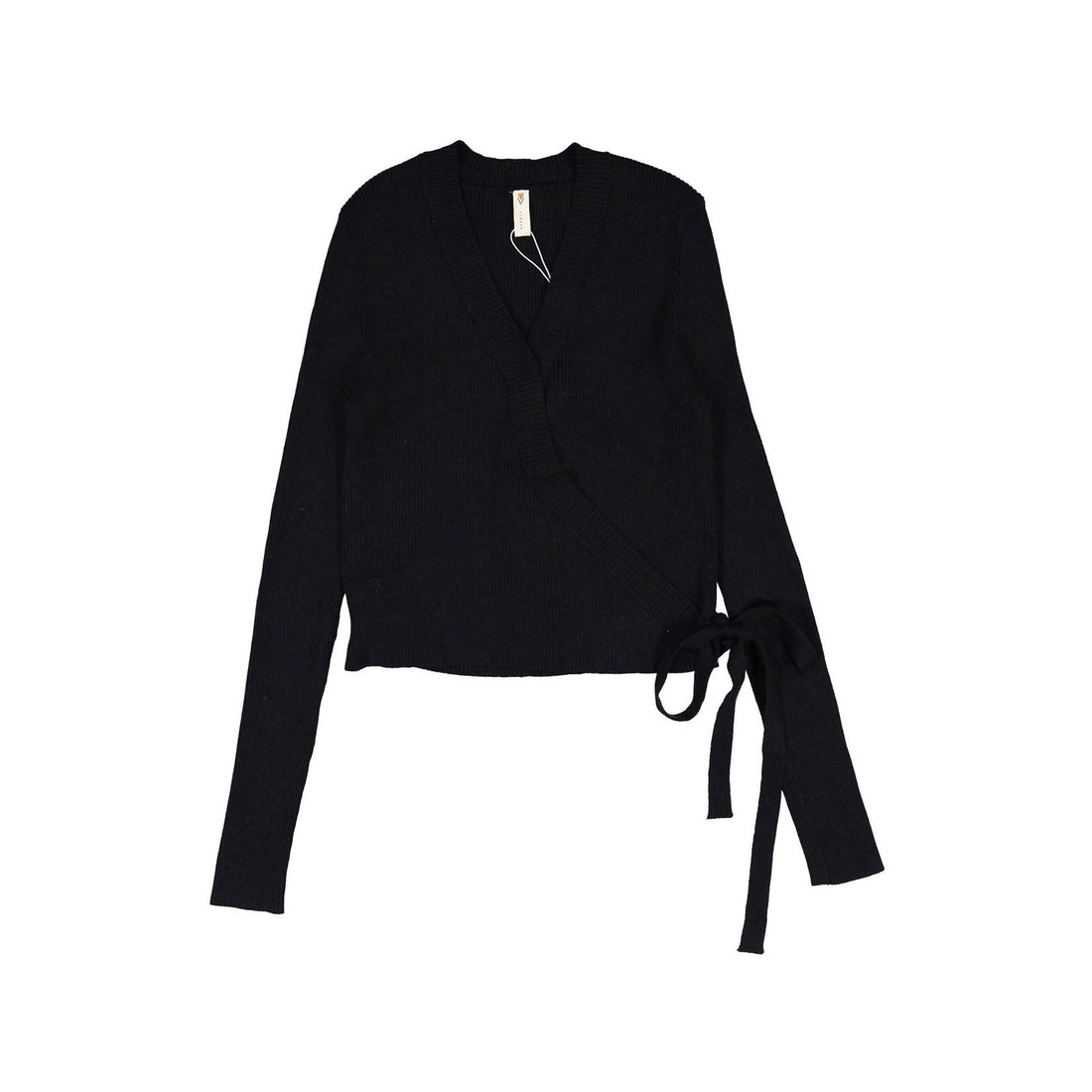 Ava and Lu Black Wrap Knit Top