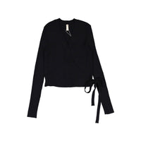 Ava and Lu Black Wrap Knit Top