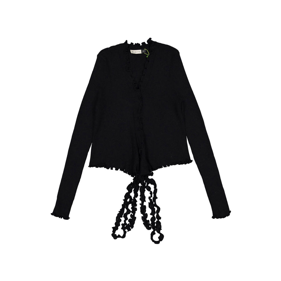 and tmrw Black Wrap Knit Top