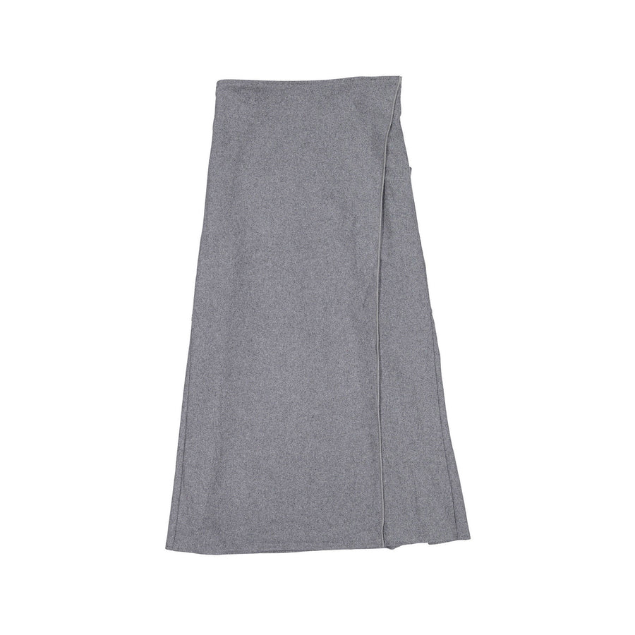 and tmrw Grey Wool Maxi Wrap Skirt