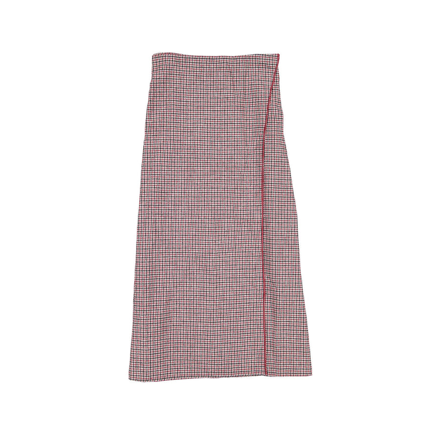 and tmrw Check Wool Maxi Wrap Skirt