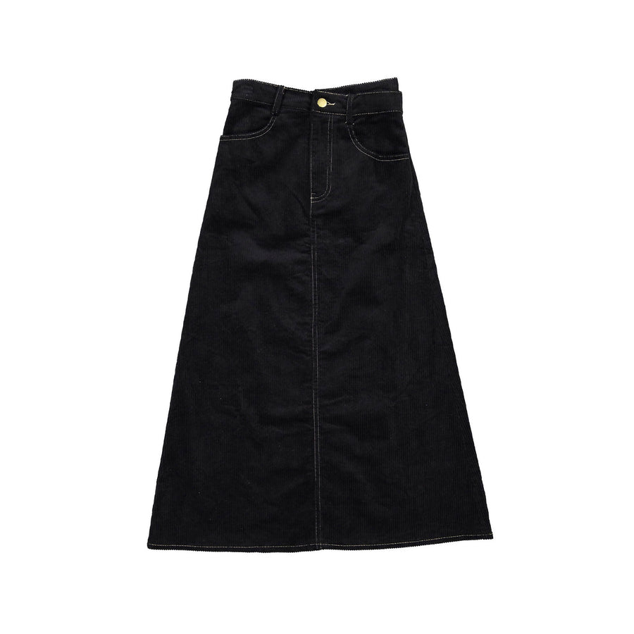 and tmrw Black Corduroy Maxi Skirt