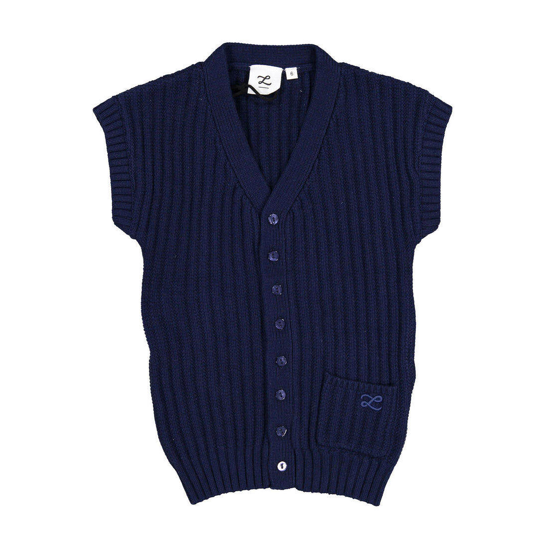 L by Ladida Navy Ribbed Button Vest