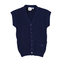 L by Ladida Navy Ribbed Button Vest