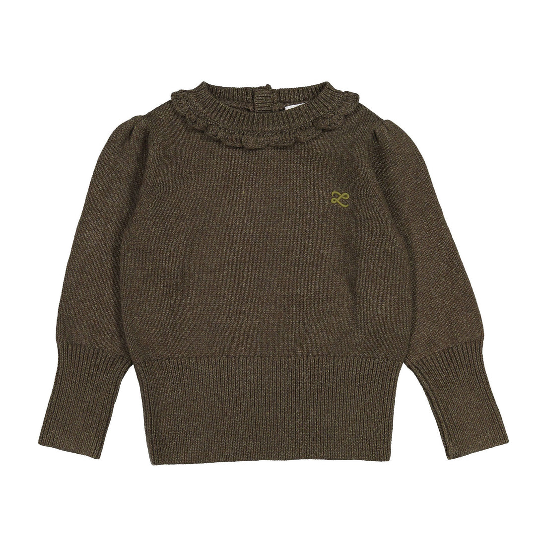 L by Ladida Olive Marl Scalloped Sweater
