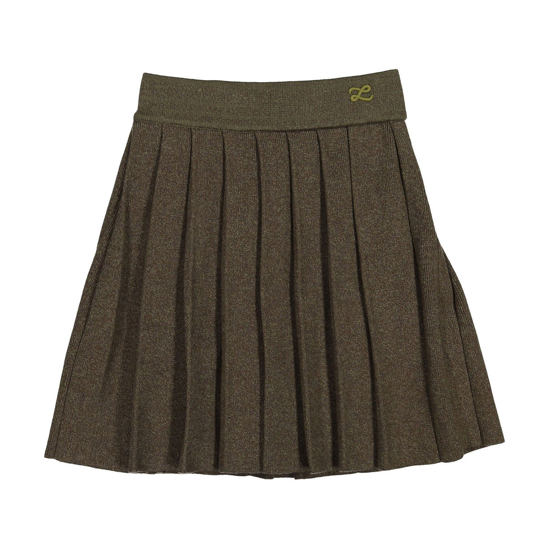 L by Ladida Olive Marl Knit Pleated Skirt
