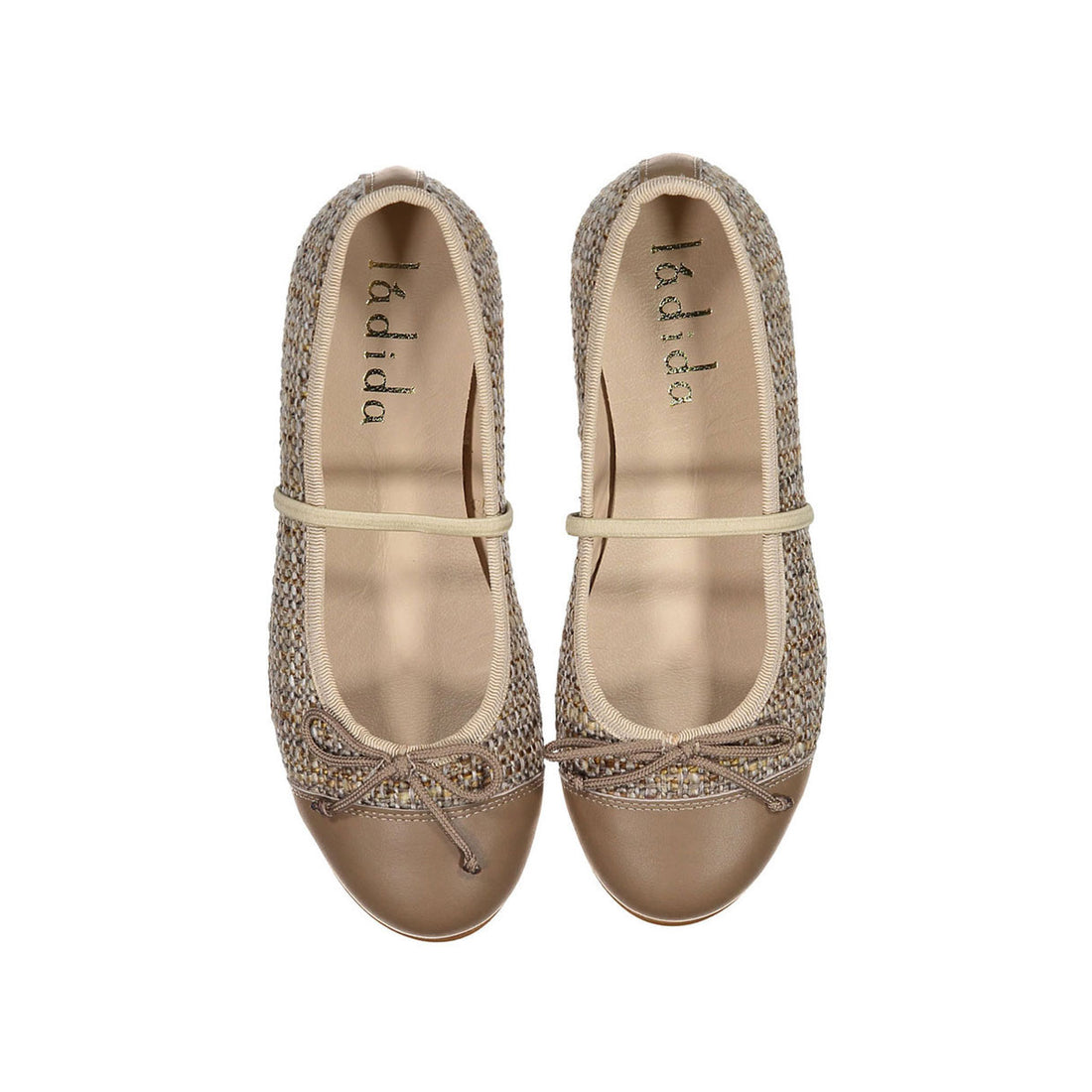 Ladida Shoes Beige Tweed Mary Janes