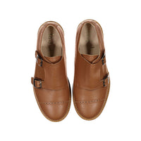 Ladida Shoes Brown Pebbled Monk Strap Dress Shoe