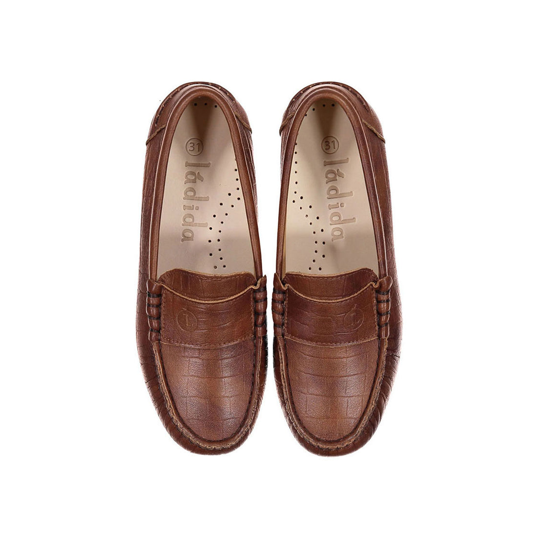 Ladida Shoes Brown Croc Leather Loafer