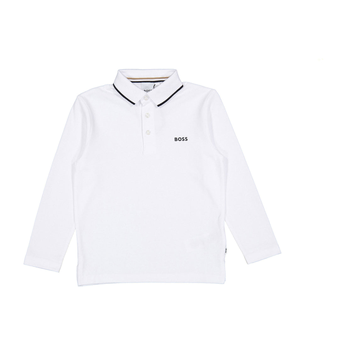 Hugo Boss White Mini Me Long- Sleeve Polo
