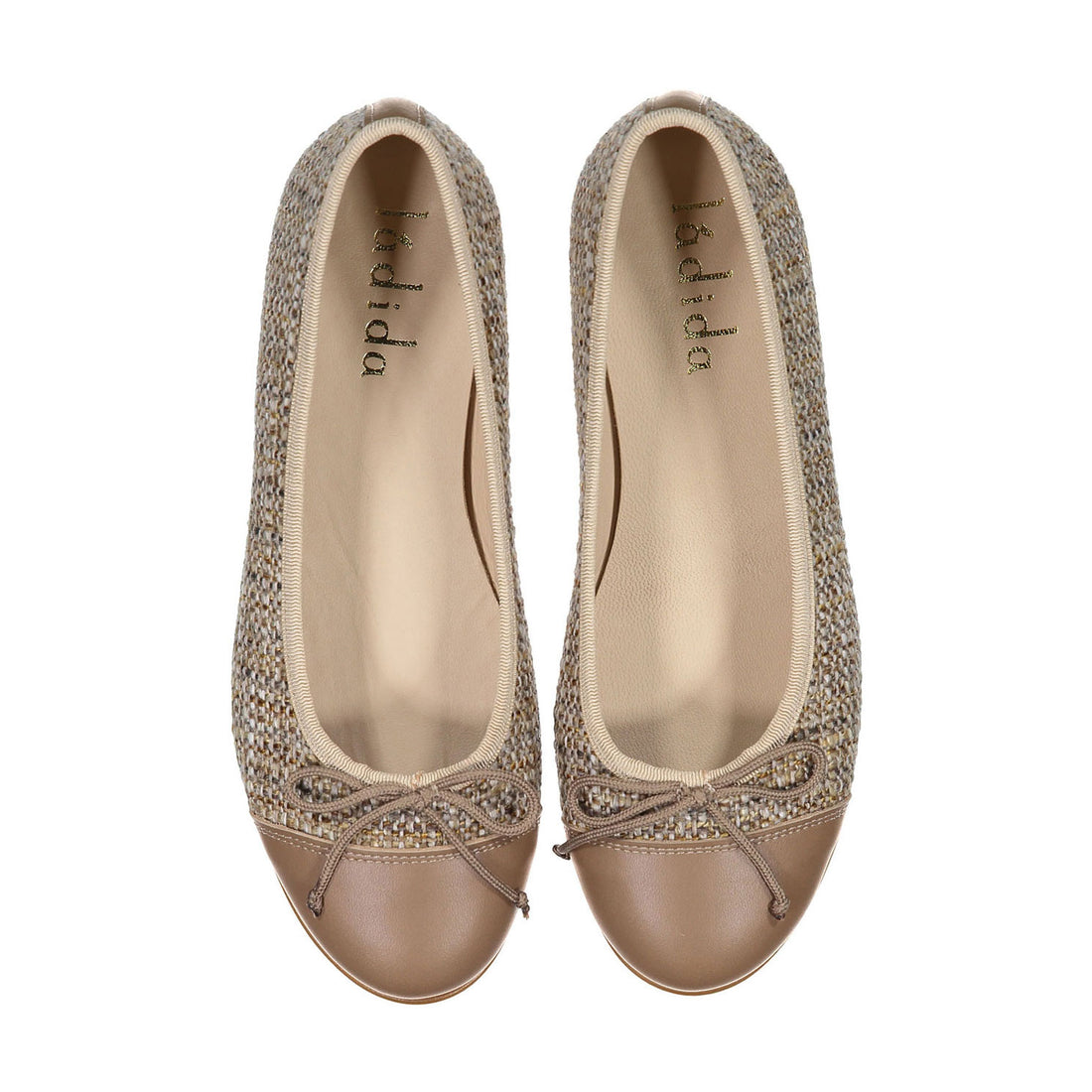 Ladida Shoes Beige Tweed Ballet Flats