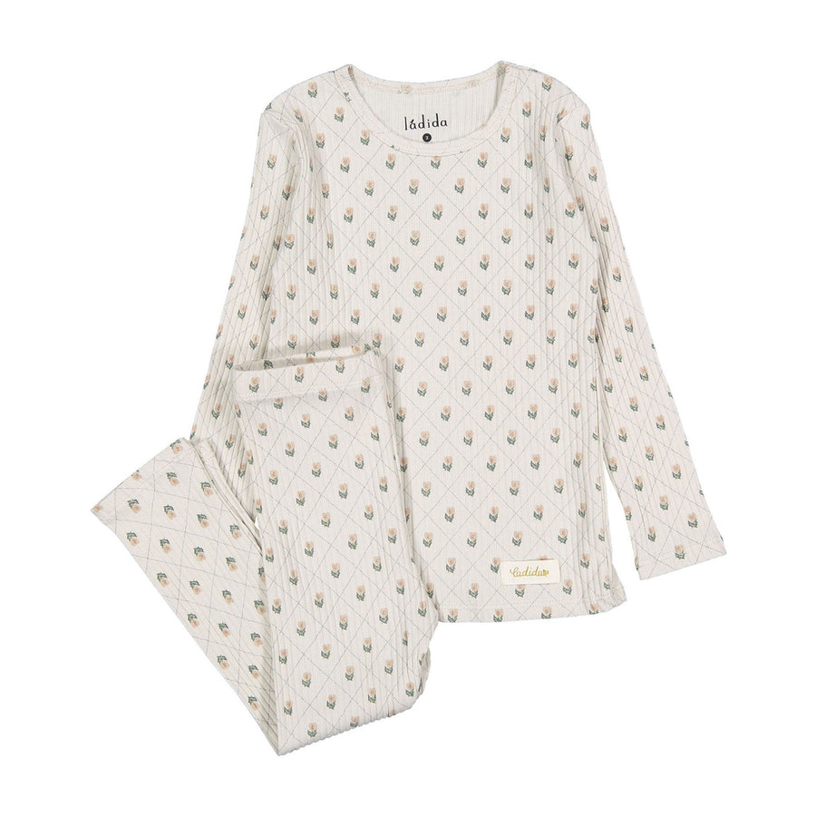 Ladida Layette Pink Grid Pajamas