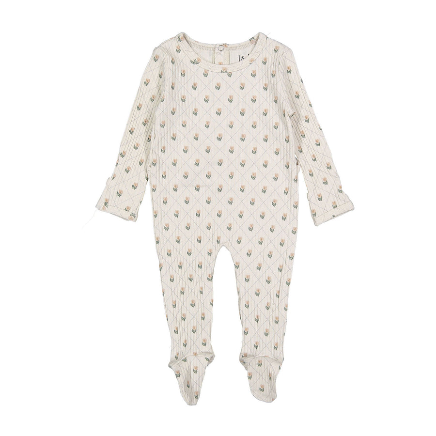Ladida Layette Pink Grid Footies