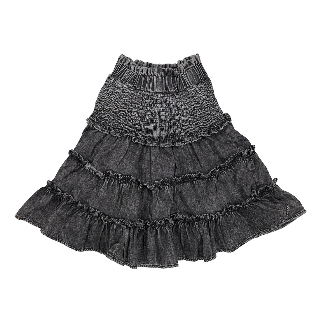 Petite Pink Black Wash Layered Chambray Skirt