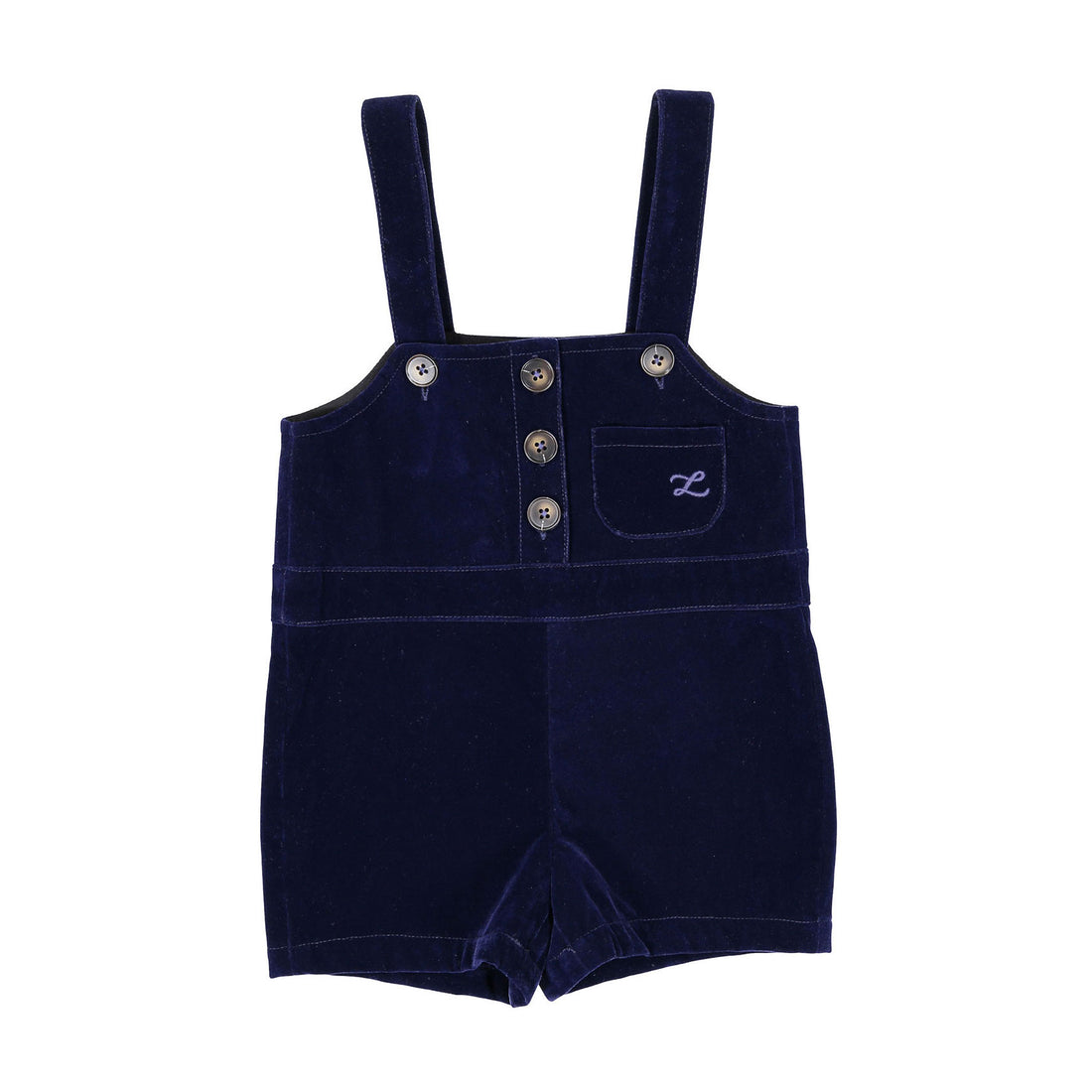 L by Ladida Navy Velvet Short Overalls