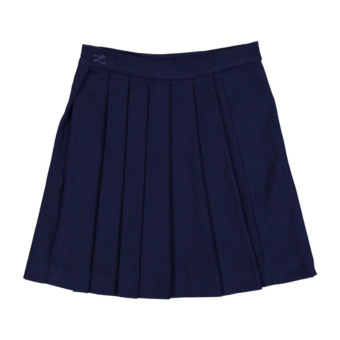 L by Ladida Navy Wool Wap Pleated Skirt