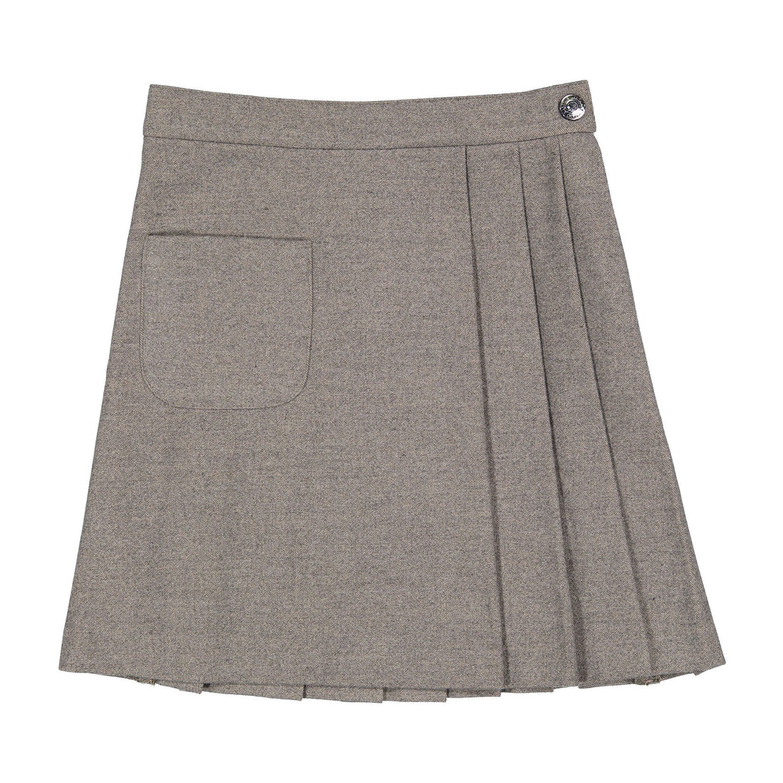 L by Ladida Taupe Wool Wap Pleated Skirt