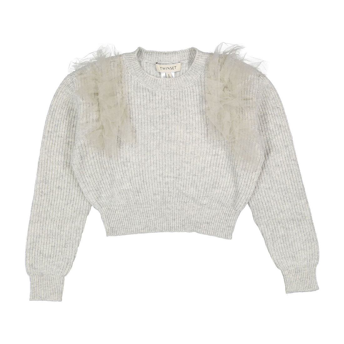 Twinset Grey Tulle Detail Sweater