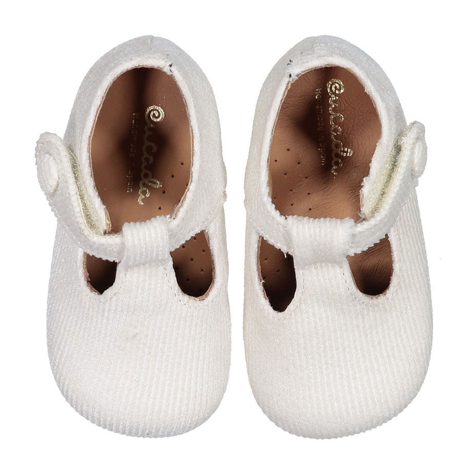 Papanatas Cream Cord Baby T-straps